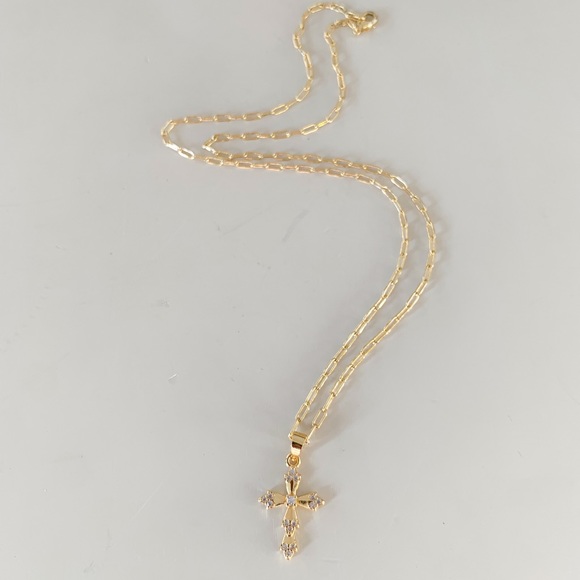 Dainty CZ Cross Necklace | 14k Gold Filled - Picture 8 of 12